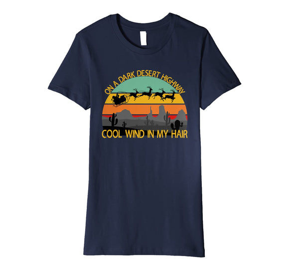 On A Dark Desert Highway Santa Southern Christmas Hippie Premium T-Shirt