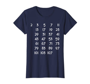 Prime Numbers Chart Tshirt Math Themed Tee