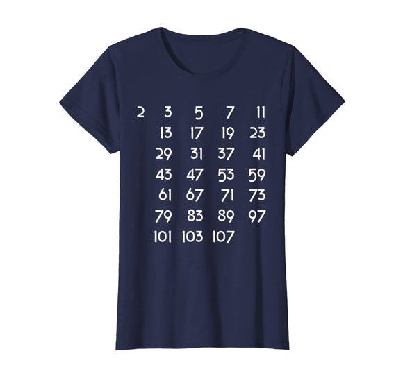 Prime Numbers Chart Tshirt Math Themed Tee