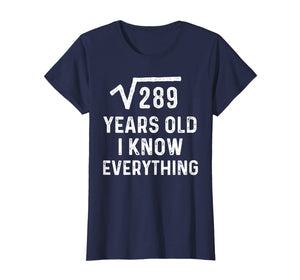 Square Root 17th Birthday Gift 17 Years Old Math Tshirt