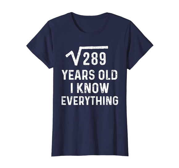 Square Root 17th Birthday Gift 17 Years Old Math Tshirt