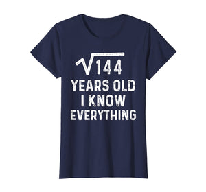 Square Root 12th Birthday Gift 12 Years Old Math Tshirt