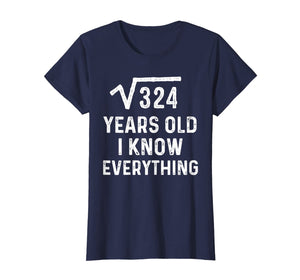 Square Root 18th Birthday Gift 18 Years Old Math Tshirt