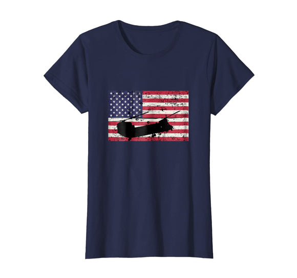 Patriotic CH-47 Chinook Helicopter American flag t-shirt