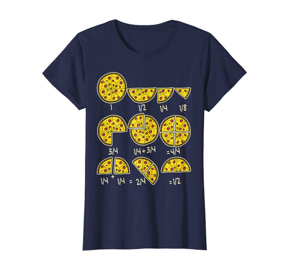 Pizza Salami Cheese Quick Math Fractions Math Teacher T-Shirt