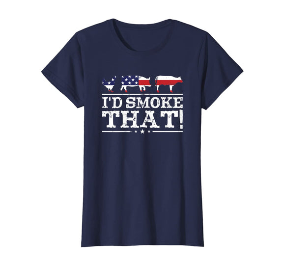 Funny BBQ Shirt I'd Smoke That Meat Pitmaster Grill Gift T-Shirt