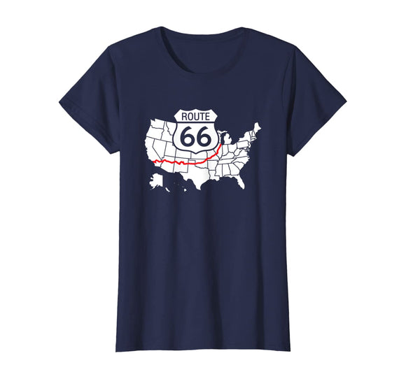 Route 66 Sign Highlighted Highway on the Map of the USA T-Shirt