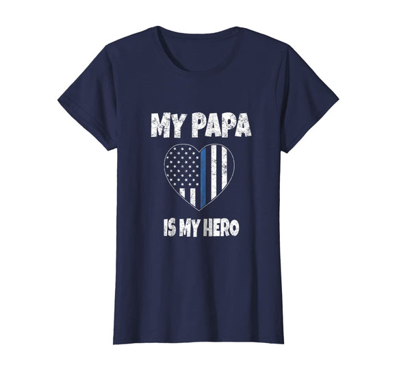 My Papa Is My Hero T-Shirt Police Grandson Granddaughter