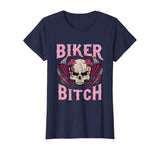 Biker Bitch Skull Motorcycle Shirt Sexy Babe Chick Rose