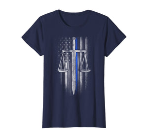 Thin Blue Line - Scales of Justice T-Shirt
