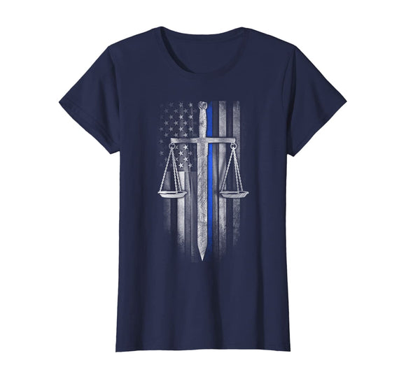 Thin Blue Line - Scales of Justice T-Shirt