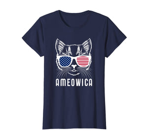 Ameowica America Pun USA American Flag Cat Shirt
