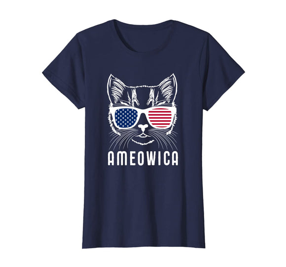 Ameowica America Pun USA American Flag Cat Shirt