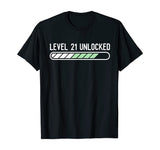 Funny 21st Birthday Level 21 Unlocked T-Shirt Gaming Tee
