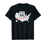Route 66 Sign Highlighted Highway on the Map of the USA T-Shirt