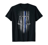 Thin Blue Line - Scales of Justice T-Shirt