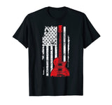 USA Flag Guitar T-Shirt America Guitarist Music