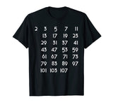 Prime Numbers Chart Tshirt Math Themed Tee