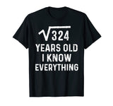 Square Root 18th Birthday Gift 18 Years Old Math Tshirt