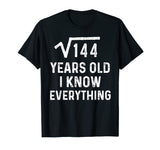 Square Root 12th Birthday Gift 12 Years Old Math Tshirt