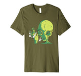 Alien Smoking Weed Cannabis Marijuana Funny T-Shirt