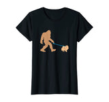 Bigfoot Walking Pomeranian Dog Funny Sasquatch Gift T-Shirt