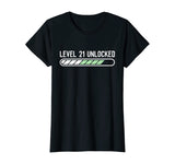 Funny 21st Birthday Level 21 Unlocked T-Shirt Gaming Tee