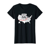 Route 66 Sign Highlighted Highway on the Map of the USA T-Shirt