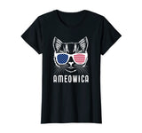 Ameowica America Pun USA American Flag Cat Shirt