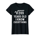 Square Root 17th Birthday Gift 17 Years Old Math Tshirt