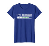 Funny 21st Birthday Level 21 Unlocked T-Shirt Gaming Tee