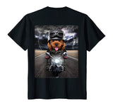 Playful Toy Poodle Dog on Motorcycle Cruise Down Highway T-Shirt