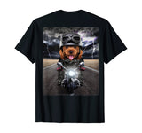 Playful Toy Poodle Dog on Motorcycle Cruise Down Highway T-Shirt