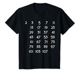 Prime Numbers Chart Tshirt Math Themed Tee