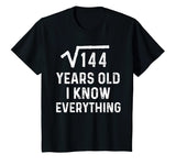 Square Root 12th Birthday Gift 12 Years Old Math Tshirt