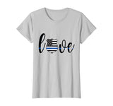Womens Women Thin Blue Line Love Police Wife Girlfriend Family Gift T-Shirt