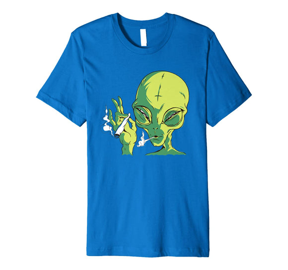 Alien Smoking Weed Cannabis Marijuana Funny T-Shirt