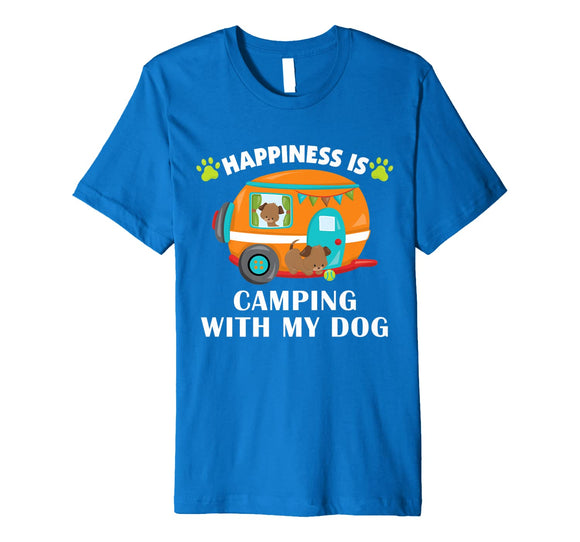 Camping with my Dog Camper Fishing Hunting Campfire Premium T-Shirt