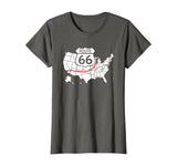 Route 66 Sign Highlighted Highway on the Map of the USA T-Shirt
