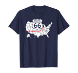Route 66 Sign Highlighted Highway on the Map of the USA T-Shirt