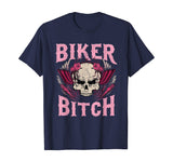 Biker Bitch Skull Motorcycle Shirt Sexy Babe Chick Rose