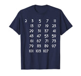 Prime Numbers Chart Tshirt Math Themed Tee