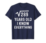 Square Root 17th Birthday Gift 17 Years Old Math Tshirt
