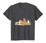 Sloth Loves Kitty Cats Funny Cute Kawaii Lazy Sloth &amp; Feline T-Shirt