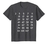 Prime Numbers Chart Tshirt Math Themed Tee