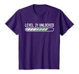 Funny 21st Birthday Level 21 Unlocked T-Shirt Gaming Tee