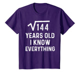 Square Root 12th Birthday Gift 12 Years Old Math Tshirt