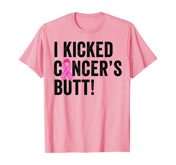 Funny I Kicked Cancer's Butt Tee, Fun Breast Cancer Survivor T-Shirt