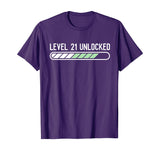 Funny 21st Birthday Level 21 Unlocked T-Shirt Gaming Tee