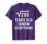 Square Root 17th Birthday Gift 17 Years Old Math Tshirt